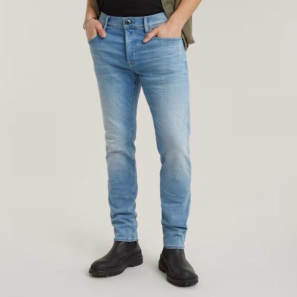 G-STAR RAW 3301 Slim Tapered Jeans Light Blue Stretch Men’s Size 40 Streetwear - Picture 1 of 15